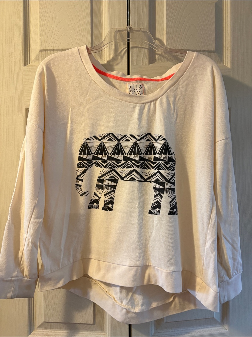 Billabong Cream Sweatshirt with Black Aztec Elephant Graphic